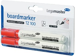 Viltstift Legamaster TZ 100 whiteboard rond 1.5-3mm rood blister à 2 stuks