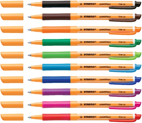 Rollerpen STABILO PointVisco 1099 etui à 10 kleuren-2