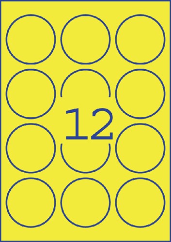 Etiket Avery L7670-25 63.5mm rond neon geel 300stuks-2