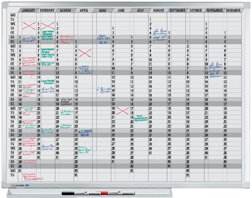 Planbord Legamaster professional jaarplanner hor 90x120cm