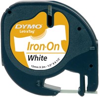 Labeltape Dymo Letratag 18769 strijkbaar 12mm zwart op wit-2