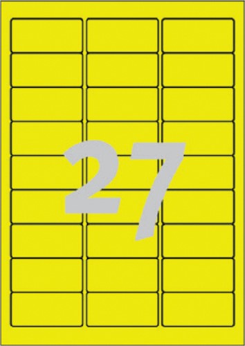 Etiket Avery L6004-25 63.5x29.6 neon geel 675stuks-2