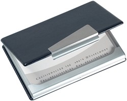 Visitekaarthouder Sigel VZ131 voor 20 kaarten 90x58mm aluminium met leer zwart