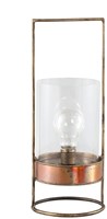 PTMD Amber Brass iron LED tafellamp rond glas S