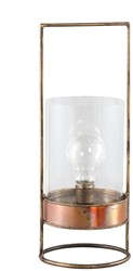 PTMD Amber Brass iron LED tafellamp rond glas S
