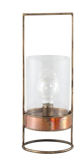 PTMD Amber Brass iron LED tafellamp rond glas S