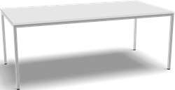 4-all kantinetafel 200 x 100cm frame wit, blad wit
