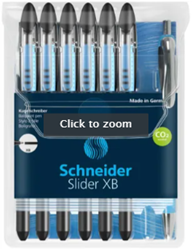 Balpen Schneider Slider basic XB zwart 6st. + 1x slider rave zwart Gratis in etui