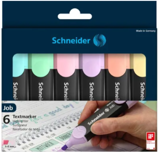 TEKSTMARKER SCHNEIDER JOB PASTEL KLEUR ASS. KARTONETUI A 6ST.